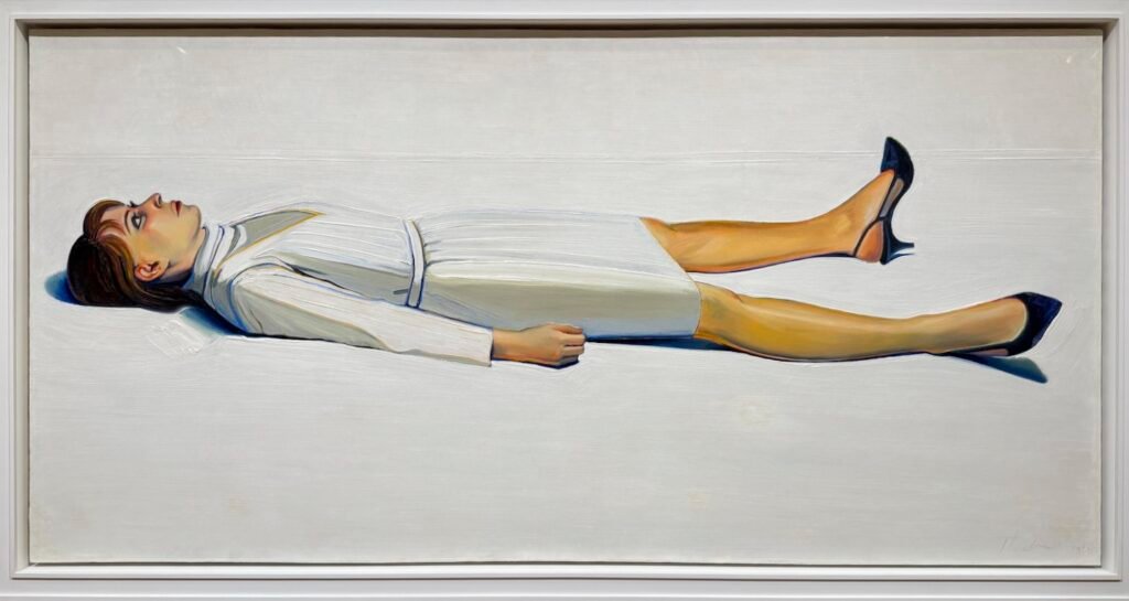 Wayne Thiebaud, Supine Woman, 1963. Oil on canvas, a painting of a person lying on the ground