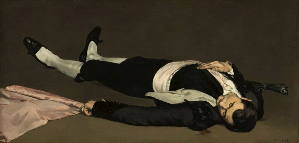 Edouard Manet, The Dead Toreador, 1864-1865, Oil on canvas, a painting of a man lying on the ground
