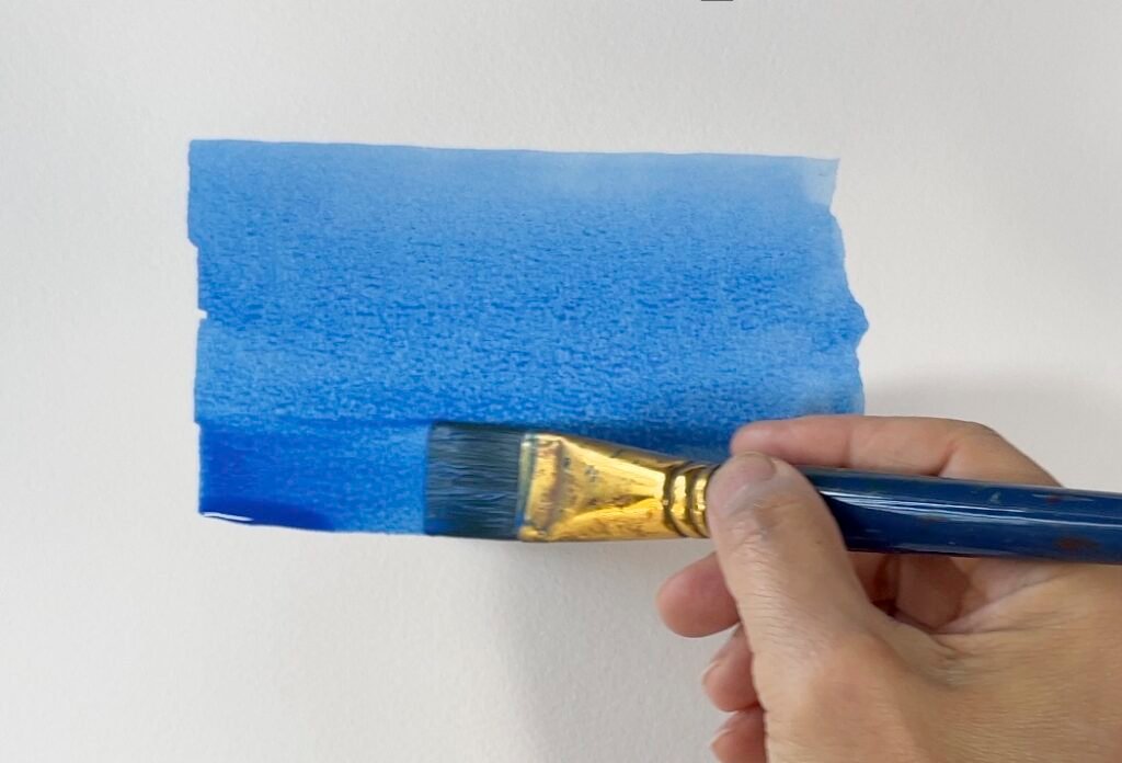 Flat wash demo - Hand painting blue watercolor gradient