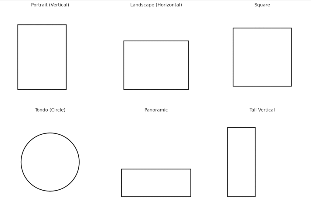 Various Formats: Shapes of various image orientations displayed.