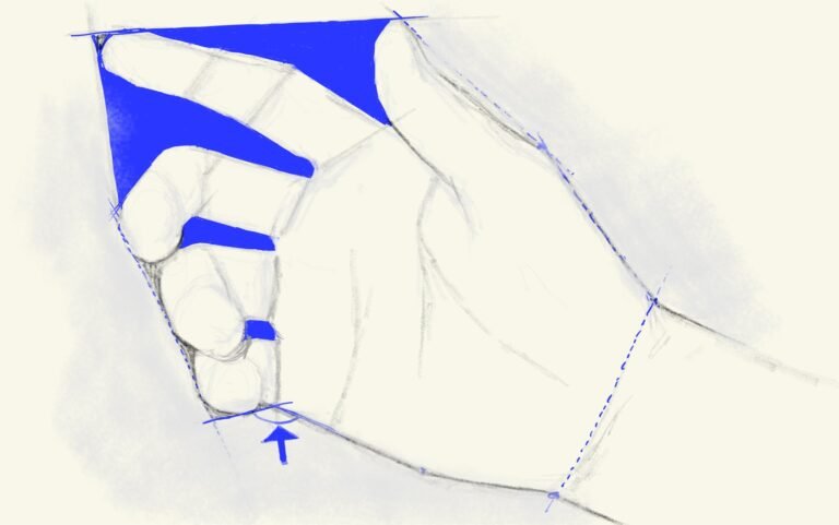 Hand drawing with negative shapes in blue
