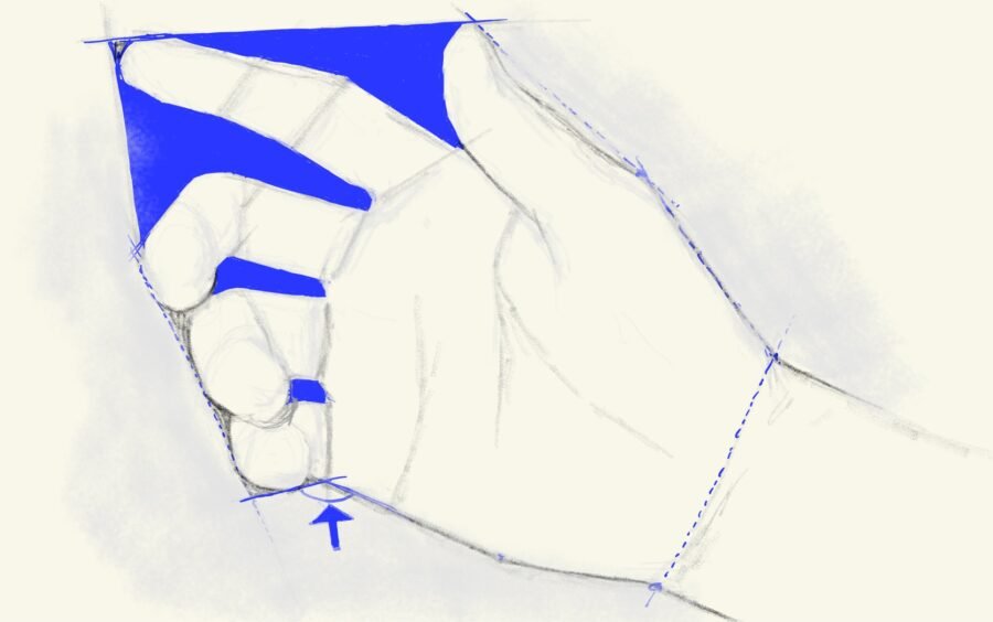 Hand drawing with negative shapes in blue